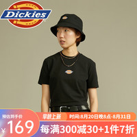 dickies女式短款LOGO短袖T恤 舒适百搭修身短袖 DK012314 黑色 S