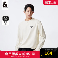 杰克·琼斯（JACK&JONES）秋季植绒重磅棉字母休闲套头宽松长袖T恤男装打底衫内搭外穿 米白色A07 175/96A/M