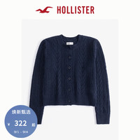 HOLLISTER24秋冬舒适绞花圆领针织开衫毛衣外套女 KI350-4254 蓝色 XXS (160/80A)