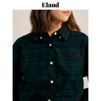 ELAND衣恋衬衫女纯棉经典美式复古格纹轻磨毛衬衣内搭外穿春秋
