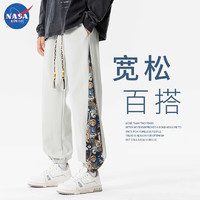 NASA RHUDE潮牌小熊国风刺绣裤子男生新款秋季直筒高街休闲运动长裤 K90浅灰色 3XL