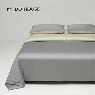 MIDO HOUSE 铭都家居 100支新疆长绒棉四件套 格雷灰配淡奶黄 1.2/1.35m 床单款