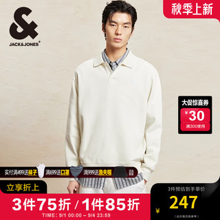 杰克·琼斯（JACK&JONES）男装秋季时尚百搭舒适字母静奢风宽松拼色polo领卫衣男套头衫 A62 银绿色 165/88A/XS