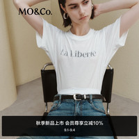 MO&Co.NOIR系列2024秋浸透浆印花磨边颗粒感T恤MBD3TEE008 本白色 M/165