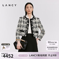 朗姿/LANCY2024秋季重工时尚粗花呢小香风外套女高端法式上衣 黑色 L