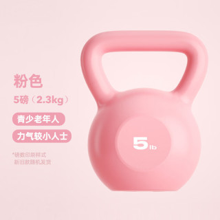 移动端、京东百亿补贴：朗威 壶铃哑铃女士家用器材男士竞技浸塑亚玲球提壶哑铃5-20磅 2.3kg =5LB/樱花粉儿童老人
