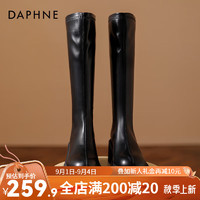 达芙妮（DAPHNE）达芙妮长筒靴女2024春季厚底不过膝瘦瘦靴高筒骑士靴LPP 黑色 39