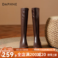 达芙妮（DAPHNE）达芙妮长筒靴女2024春季厚底不过膝瘦瘦靴高筒骑士靴LPP 棕色 37