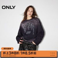 ONLY2024秋季潮流时尚扎染印花圆领落肩纯棉卫衣女|12439S017 H1Z 黑色 165/84A/M