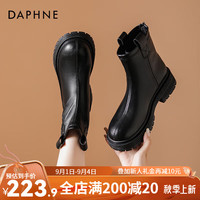 达芙妮(DAPHNE)达芙妮短靴女2024春季短款马丁靴法式显瘦气质烟筒靴LPP 黑色 40