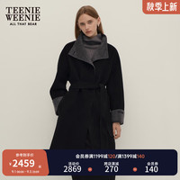 Teenie Weenie【澳毛】小熊2024秋季优雅轻奢感双面呢长款毛呢大衣