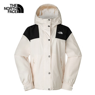 THE NORTH FACE 北面 冲锋衣女24秋冬新款户外运动防风防水单层连帽休闲夹克外套 ROU/米白色 M/160