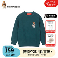 暇步士(Hush Puppies)童装儿童男女中性大童秋季柔软舒适时尚百搭线衣 幻夜绿B款 130cm