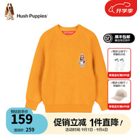 暇步士(Hush Puppies)童装儿童男女中性大童秋季柔软舒适时尚百搭线衣 姜黄D款 150cm