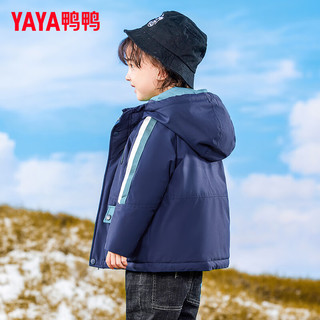 鸭鸭羽绒服鸭鸭（YAYA）羽绒服男2024年冬季亲子装儿童羽绒休闲连帽男童厚外套 绿色 100