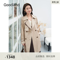 音儿（YINER）Goodland美地2024秋季高织高密中长款廓形风衣外套 浅驼 36