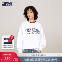 TOMMY JEANS24秋冬女装美式复古刺绣宽松抓绒圆领卫衣DW0DW19824 白色YBR M