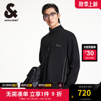 杰克·琼斯(JACK&JONES)秋季字母刺绣贴布宽松基础百搭舒适开衫针织衫长袖224324033 黑色E40 常规 黑色E40 185/104A/XL