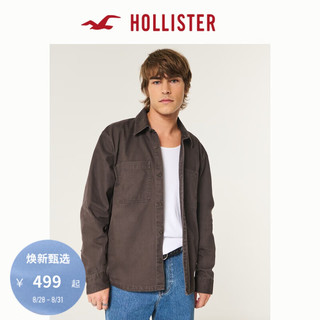 HOLLISTER24秋季宽松长袖牛仔衬衫式夹克外套 男 KI325-4059 深棕色 XS (170/84A)