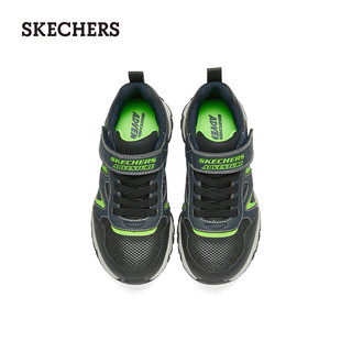 斯凯奇（Skechers）岚霖系列时尚魔术贴男童中大童透气406390L 海军蓝色/柠檬色/NVLM 39码