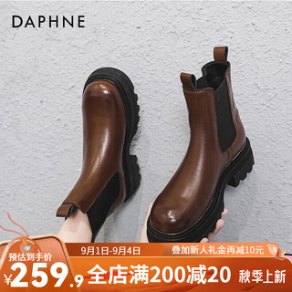 达芙妮（DAPHNE）达芙妮官方马丁靴女加绒2023新款秋冬烟筒靴LP2