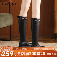 达芙妮(DAPHNE)达芙妮长筒靴女靴高筒靴粗跟增高时装靴防滑百搭JL 黑色 40