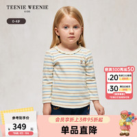 Teenie Weenie Kids小熊童装24秋季女宝宝蕾丝花边圆领长袖T恤 乳白色 120cm