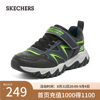 斯凯奇（Skechers）岚霖系列时尚魔术贴男童中大童透气406390L 海军蓝色/柠檬色/NVLM 31码