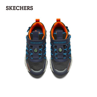 斯凯奇（Skechers）童鞋男春冬休闲鞋男大童撞色时尚网面406423LC 海军蓝色/橘色/NVOR 39.5码