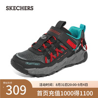 斯凯奇（Skechers）童鞋男春冬休闲鞋男大童撞色时尚网面406423LC 黑色/红色/BKRD 30码