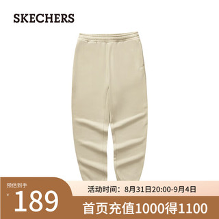 斯凯奇（Skechers）男女款针织长裤束脚百搭时尚简约L423W156 爱尔兰奶油色/028R M