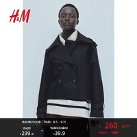 H&M女装2024秋季仿风衣外套1202762 黑色 160/88