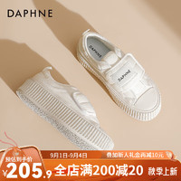 达芙妮（DAPHNE）达芙妮厚底小白鞋女2024春夏休闲帆布鞋丑萌饼干鞋魔术贴JL 米白色 35