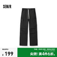 森马（Semir）牛仔裤男2024秋季工装长裤宽松阔腿裤复古港风 牛仔黑98301 160/66A/XS