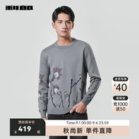 利郎（LILANZ）官方提花时尚羊毛衫男秋季圆领修身微弹保暖男士毛衫 中灰（23QMS6162S） 1