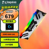 Kingston 金士顿 FURY DDR5台式机内存条 叛逆者Renegade系列 骇客神条 6800单条16G