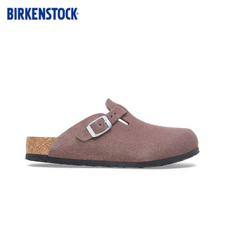 BIRKENSTOCK勃肯新品儿童牛皮绒面革外穿软木包头拖鞋Boston系列 紫色窄版1027894