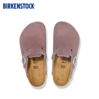 BIRKENSTOCK勃肯新品儿童牛皮绒面革外穿软木包头拖鞋Boston系列 紫色窄版1027894