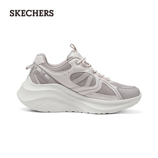 斯凯奇（Skechers）2024夏季女增高厚底运动鞋时尚百搭 灰色/棕色/QUAL 35