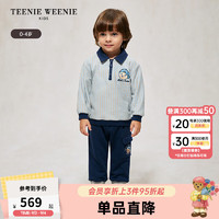 Teenie Weenie Kids小熊童装24秋男宝宝印花翻领条纹套头卫衣 象牙白 80cm