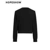 红袖高端V领针织开衫秋季2024女装双头拉链别致显瘦上衣 黑050 XS