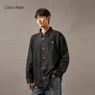 Calvin Klein Jeans24秋季男士ck复古潮流经典纯棉宽松牛仔衬衫J327342 1BY-牛仔黑 S