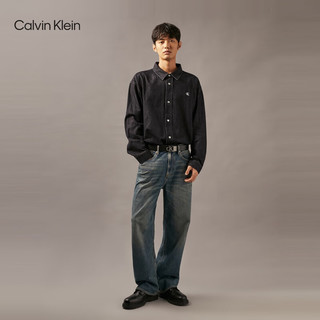 Calvin Klein Jeans24秋季男士ck复古潮流经典纯棉宽松牛仔衬衫J327342 1BY-牛仔黑 S