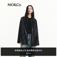 MO&Co.2024秋新品新中式唐装盘扣宽袖阔型蛋白皮外套MBD3COT016 黑色