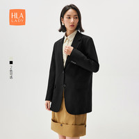 海澜之家（HLA）休闲西服女24平驳领纯色通勤风外套女春秋 黑色Y1 160/84A M100-115斤