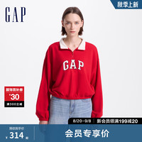 Gap女装2024初秋法式圈织毛巾绣logo立领卫衣休闲上衣637674 红色 175/92A(XL) 亚洲尺码