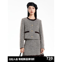 太平鸟亮片拼接外套A1BBE3505 棕色 XS