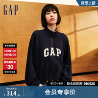Gap女装2024初秋法式圈织毛巾绣logo立领卫衣休闲上衣637674 海军蓝 175/92A(XL) 亚洲尺码