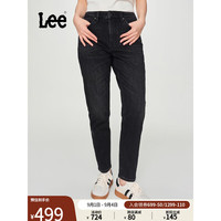 李 Lee24早秋413标准高腰小直脚磨毛黑色女保暖牛仔裤潮流A07664 黑色 24