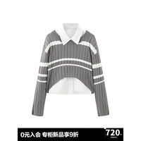 太平鸟太平鸟女装2024年秋季两件式条纹衬衫A1CAE3370 灰色 L